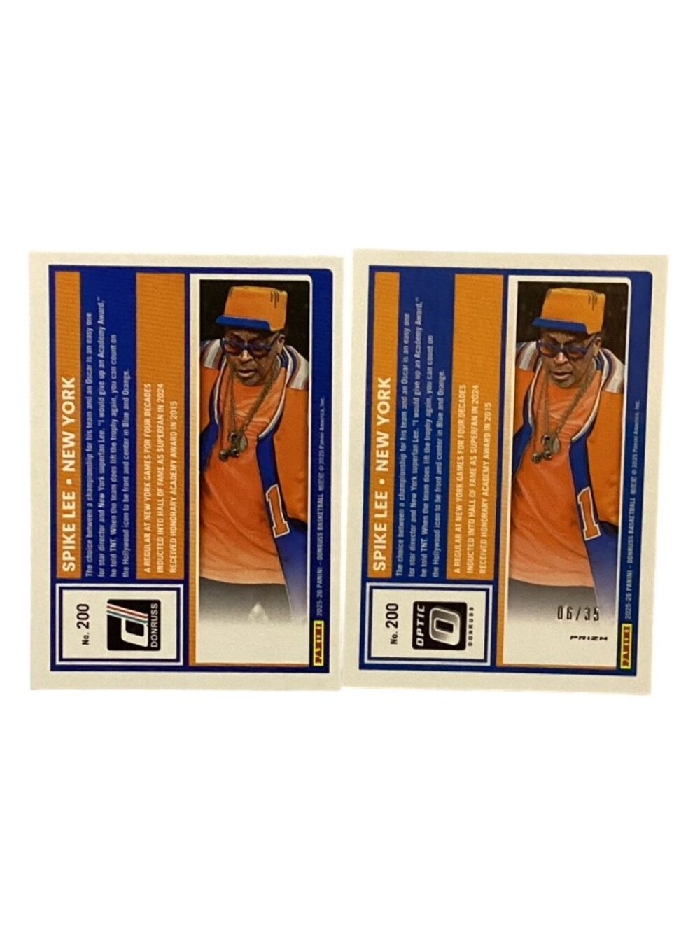 Spike Lee New York Donruss Optic Prizm #200 White Laser 06/35  2nd Card is Base - Picture 2 of 2